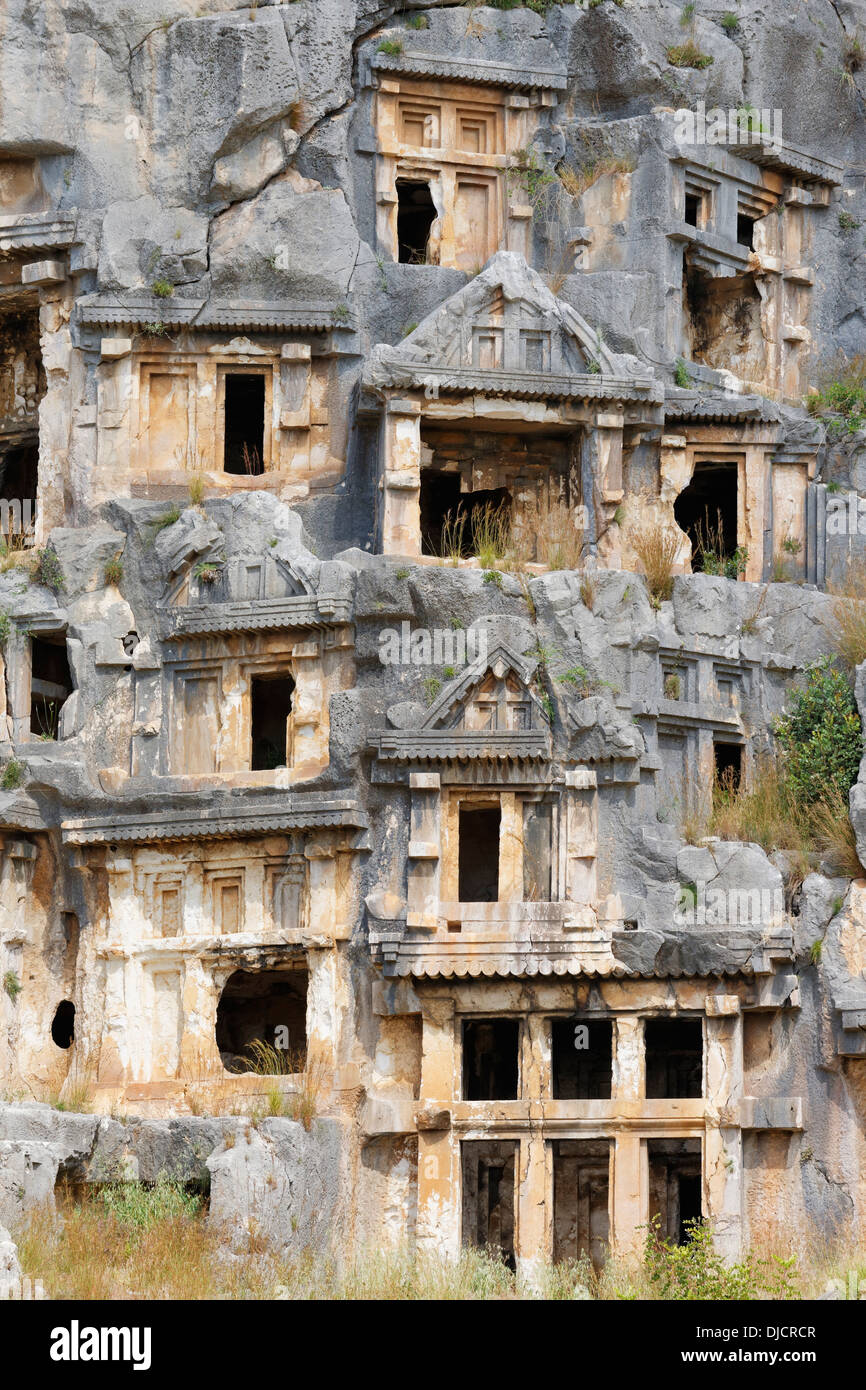 La Turquie, la Lycie, côte lycienne, Myra, Lycian Rock Tombs Banque D'Images