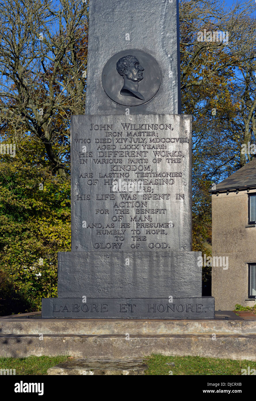 Monument à John' Iron-Mad Wilkinson. Lindale, Parc National de Lake District, Cumbria, Angleterre, Royaume-Uni, Europe. Banque D'Images