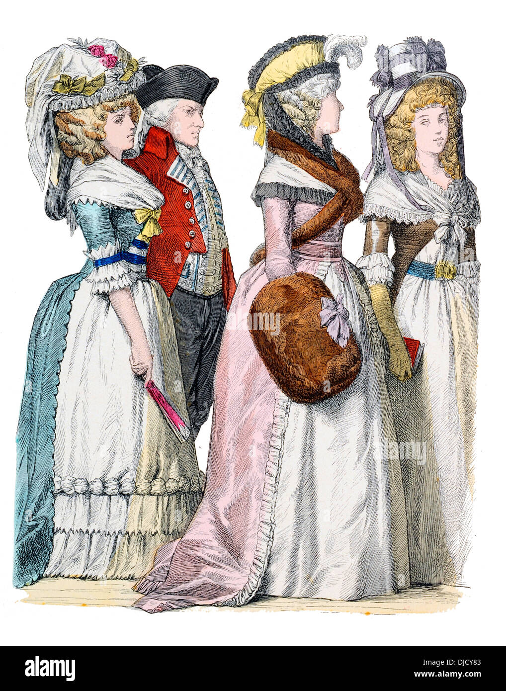 Fin du 18e siècle XVIII costumes 1790 Banque D'Images