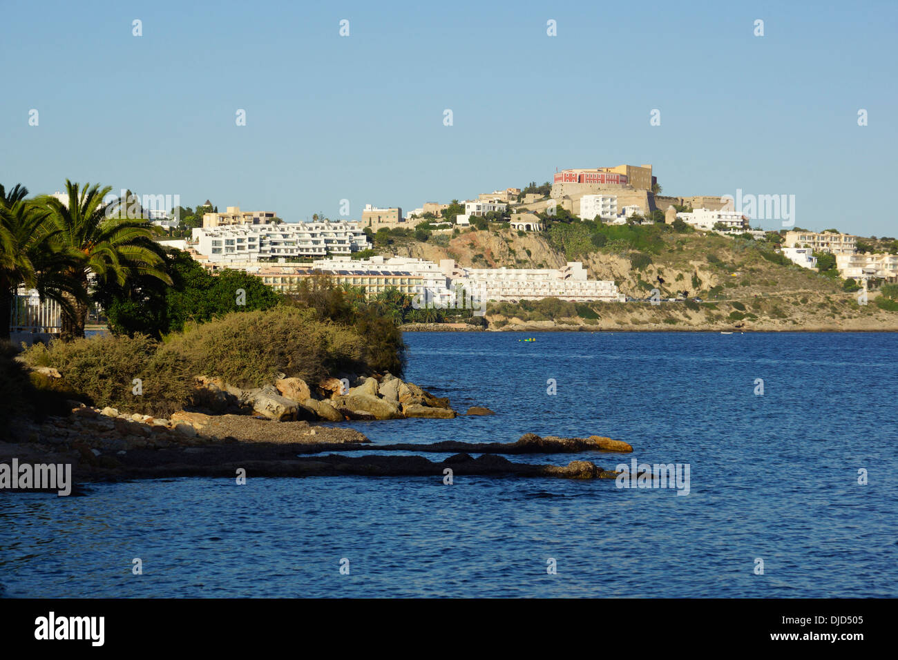 Vue sur dalt Vila (vieille ville), la ville d'ibiza, Ibiza, ESPAGNE Banque D'Images