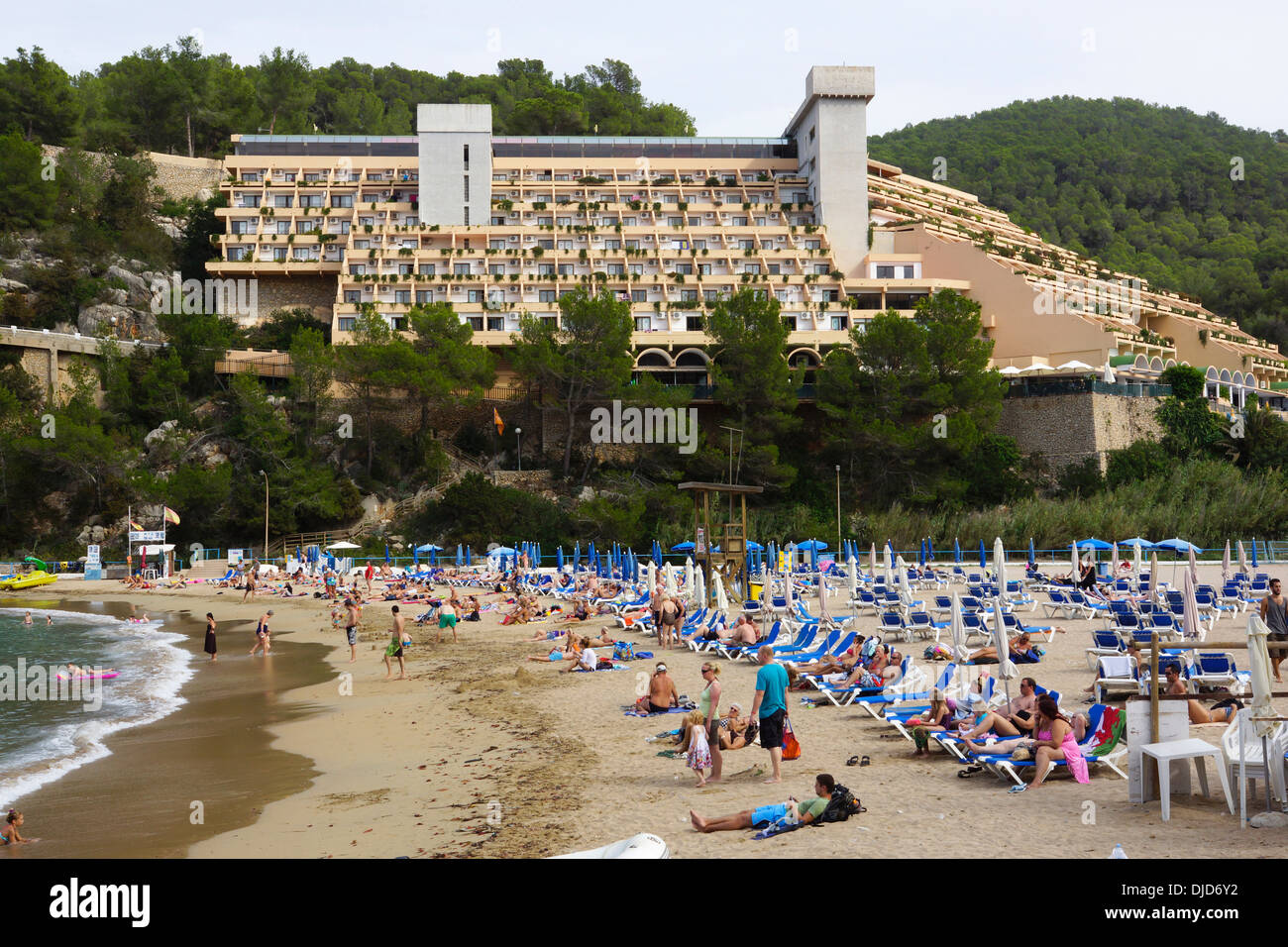 Plage de port de Sant Miguel, Sant Joan de Labritja, Ibiza, ESPAGNE Banque D'Images
