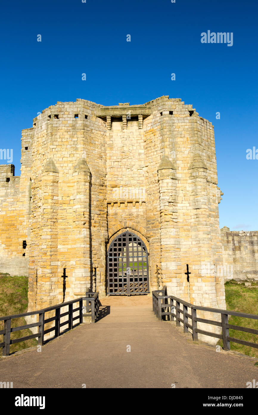 Château de Warkworth, Northumberland en Angleterre. Banque D'Images