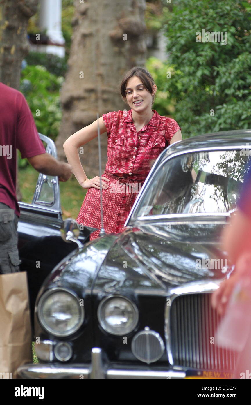 Keira Knightley sur le tournage de "Une chanson peut vous sauver la vie' la ville de New York, USA - 30.07.12 Banque D'Images