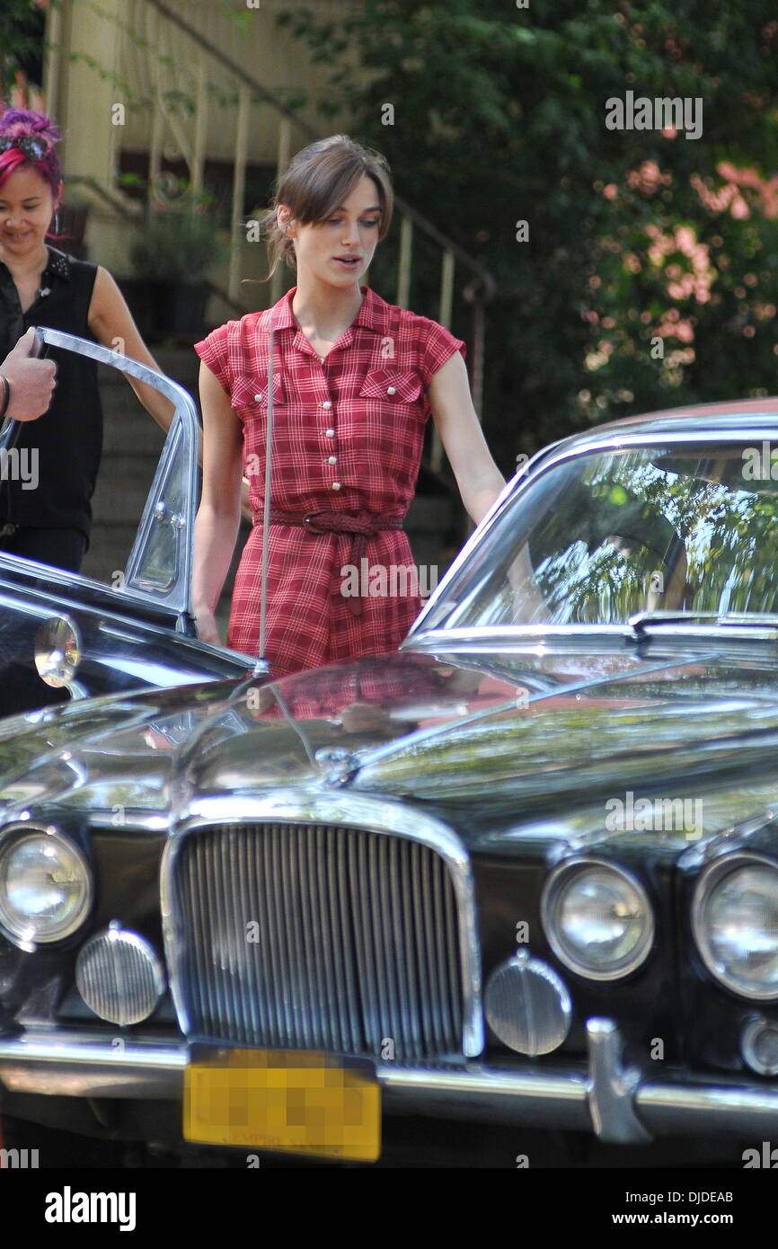 Keira Knightley sur le tournage de "Une chanson peut vous sauver la vie' la ville de New York, USA - 30.07.12 Banque D'Images