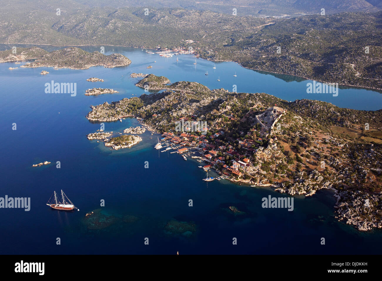 Vue aérienne de l'antique Simena Kaş Kekova Antalya Banque D'Images