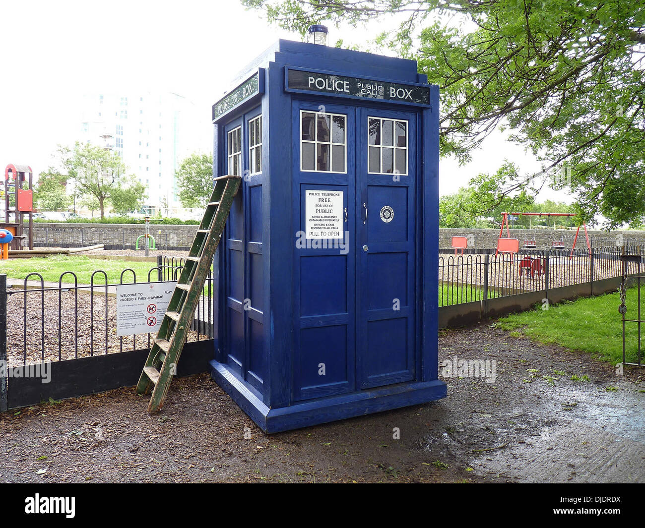 Le TARDIS tournage des scènes pour la série de la BBC sept populaires de science-fiction série Dr Who. Pays de Galles - 07.06.12 Banque D'Images