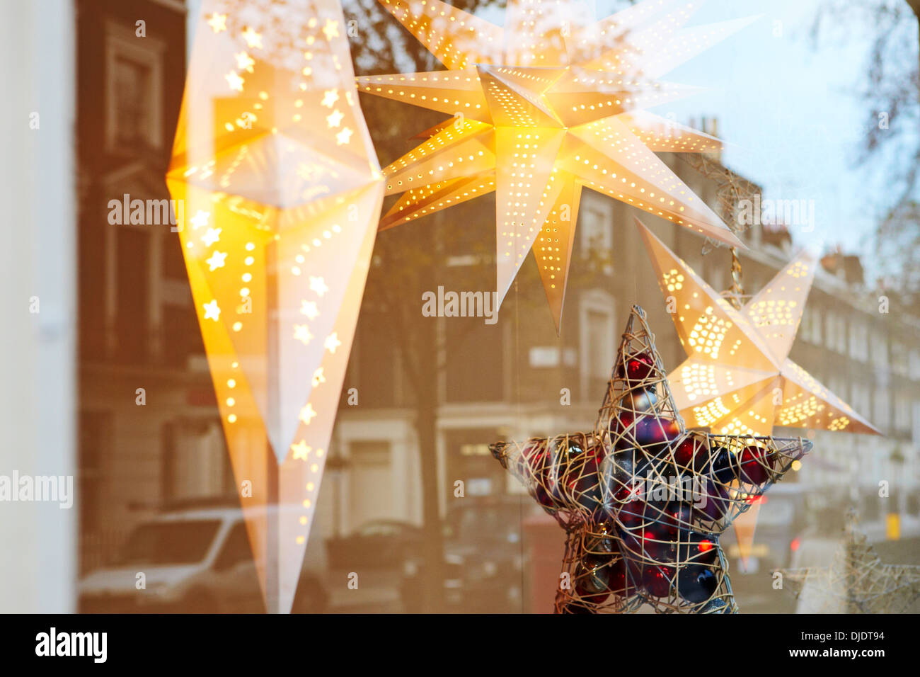 Décoration Étoile de Noël, Londres, Angleterre, Royaume-Uni Banque D'Images