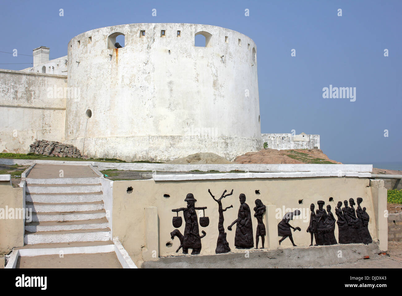 Sous les remparts de murales Cape Coast Castle Banque D'Images