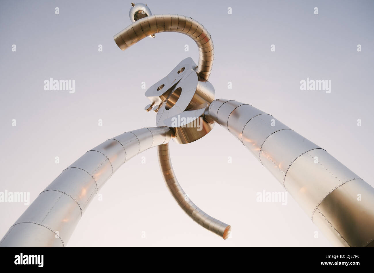 L'homme voyage sculpture dans Deep Ellum. Dallas, Texas. Banque D'Images