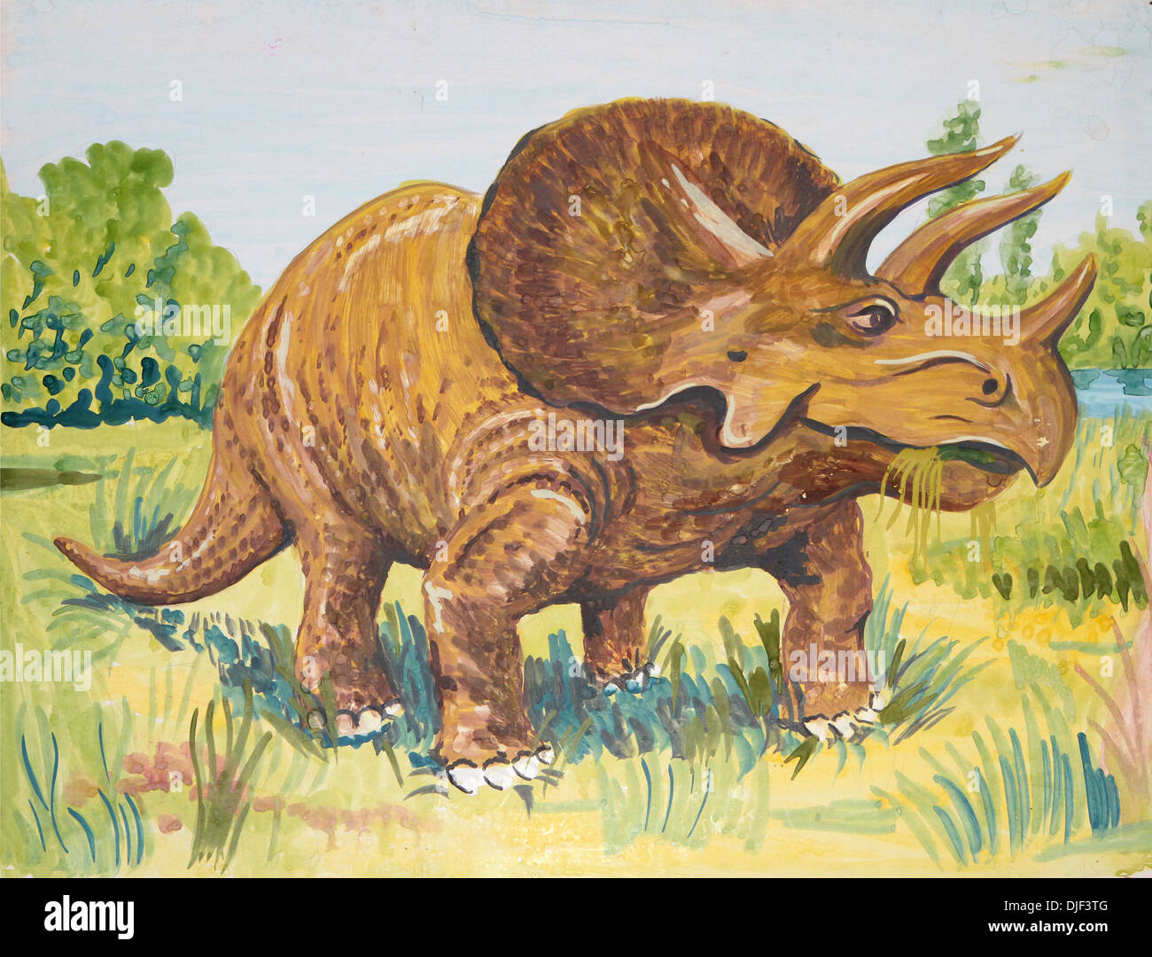 Illustration d'un dinosaure triceratops Banque D'Images