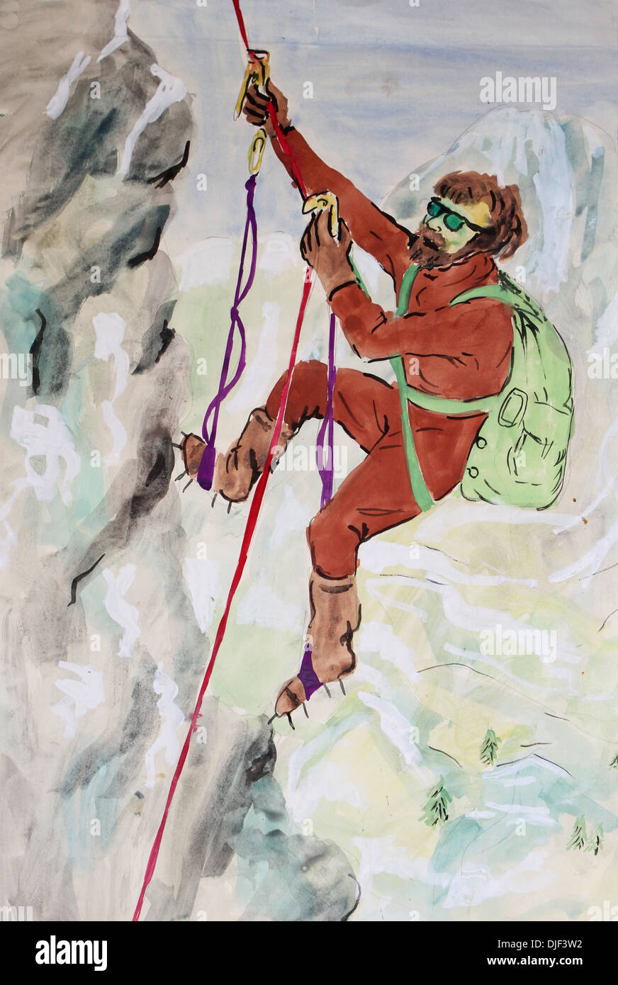 Illustration de l'alpiniste Banque D'Images