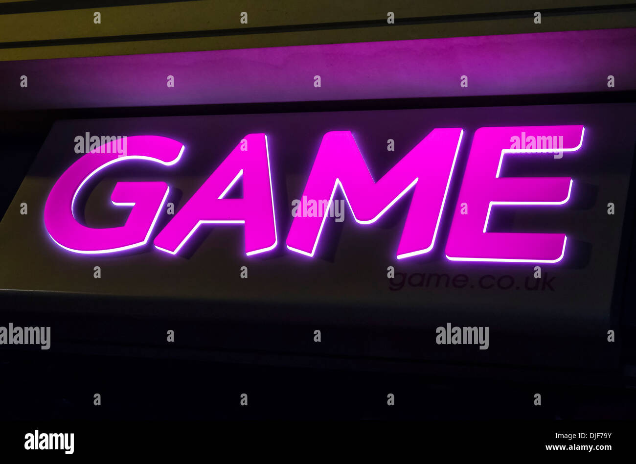 Jeu vidéo jeu Shop Magasin éclairé La Boutique Sign Banque D'Images