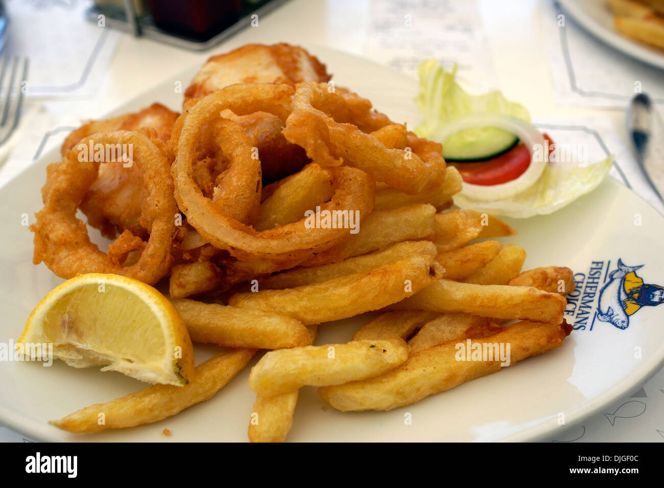 Fish and chips à Fisherman's Choice au V&A Waterfront à Cape Town. Banque D'Images