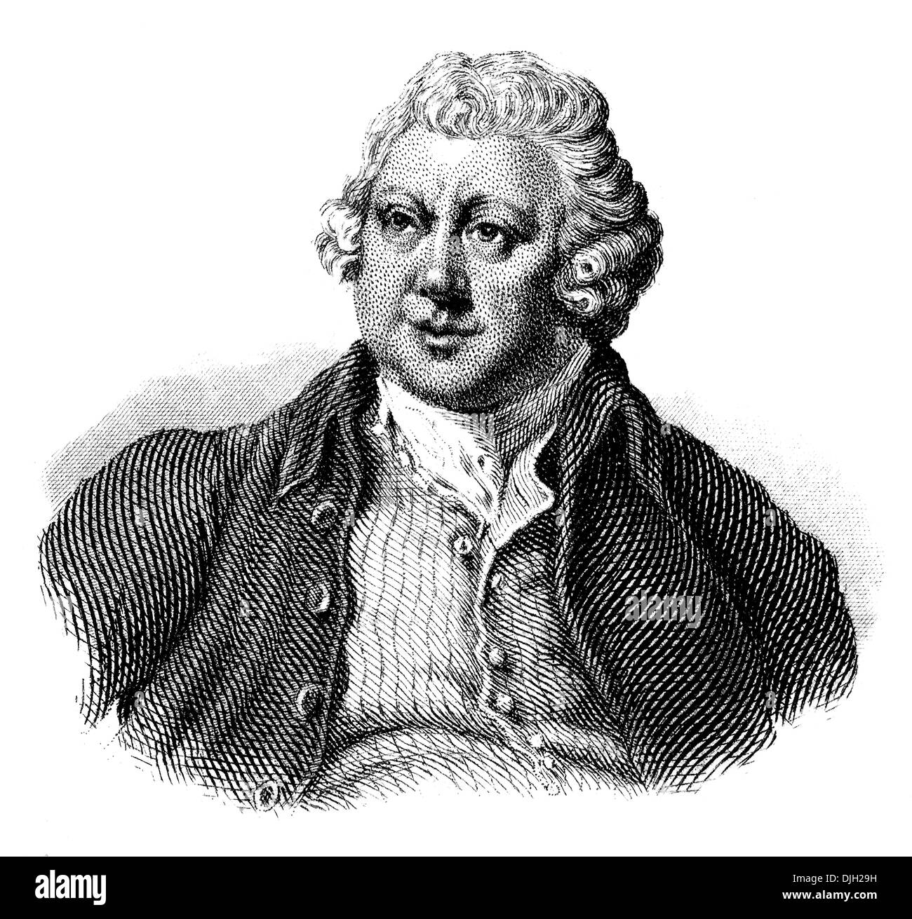 Portrait de Sir Richard Arkwright, 1732 - 1792, un entrepreneur au début de la révolution industrielle, Banque D'Images