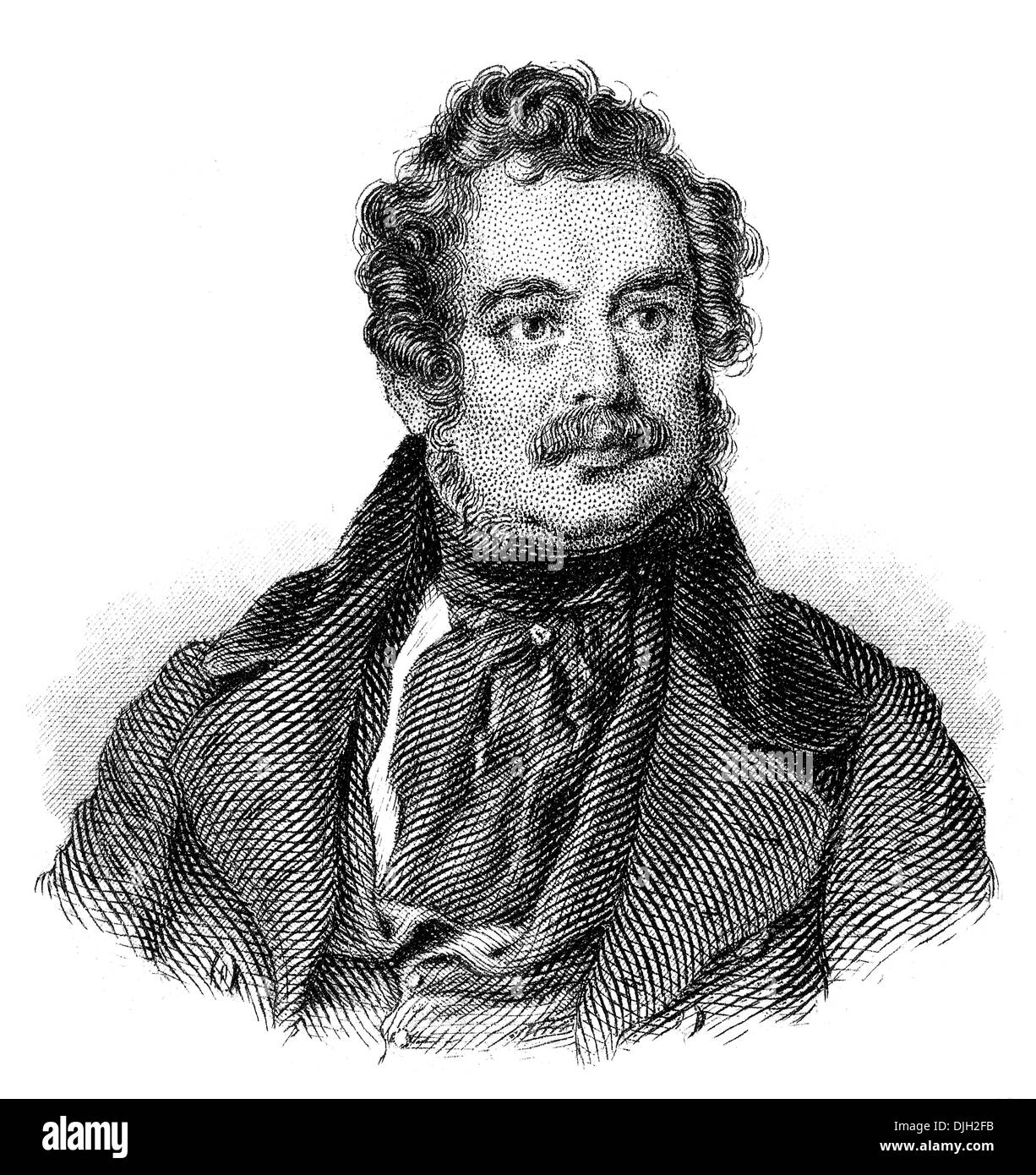 Portrait de Joseph Christian Freiherr von Zedlitz, Baron Joseph Christian von Zedlitz, 1790 - 1862, un dramaturge autrichien et ep Banque D'Images