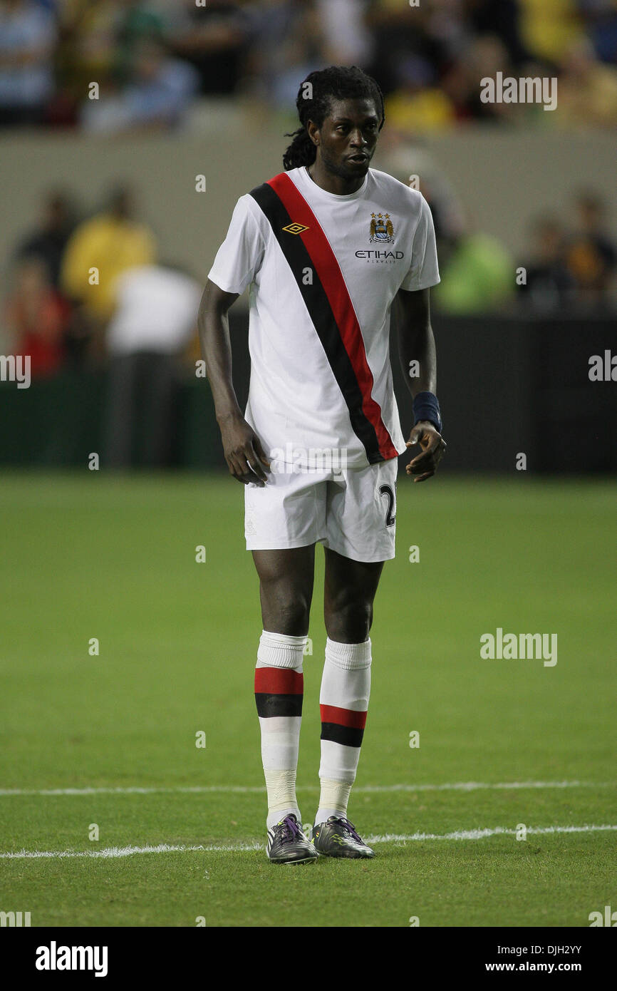 28 juillet 2010 - Atlanta, Géorgie, États-Unis d'Amérique - 28 juillet 2010 : Emmanuel Adebayor Manchester City. Manchester City défait Club America sur penalty dans le Aarons Défi Soccer International à Atlanta, Géorgie. Crédit obligatoire : Jeremy Brevard/Southcreek Global (Image Crédit : © Southcreek/ZUMApress.com) mondial Banque D'Images