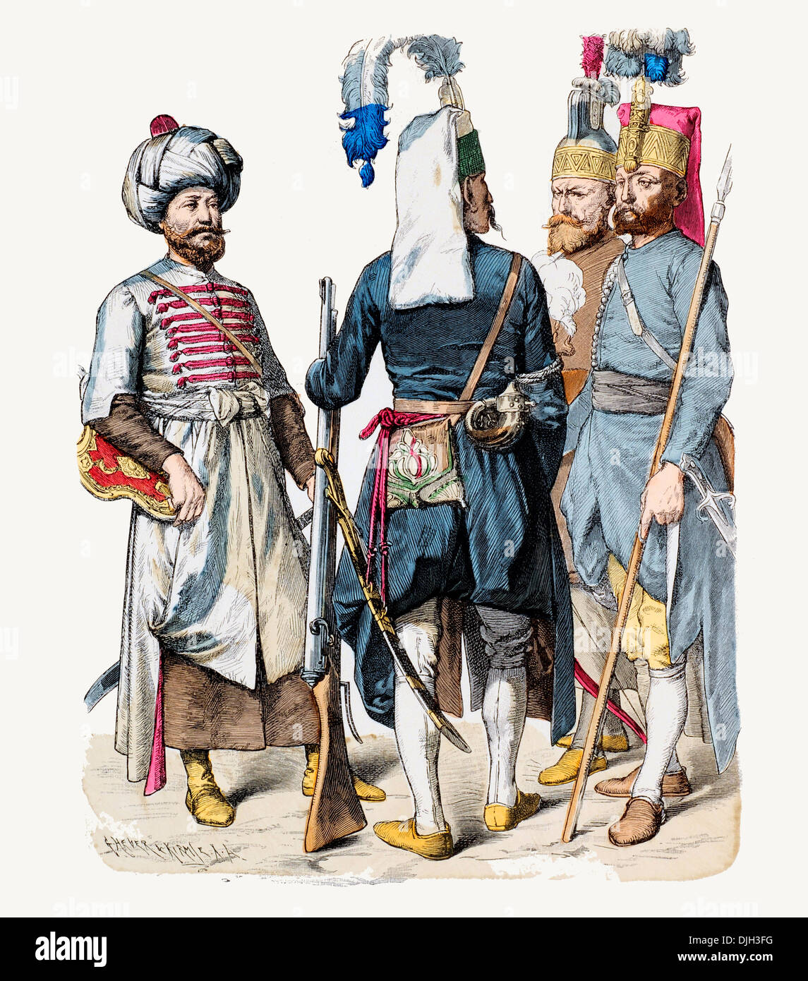17e siècle et au début du 18ème siècle XVII XVIII officiers militaires turcs Banque D'Images