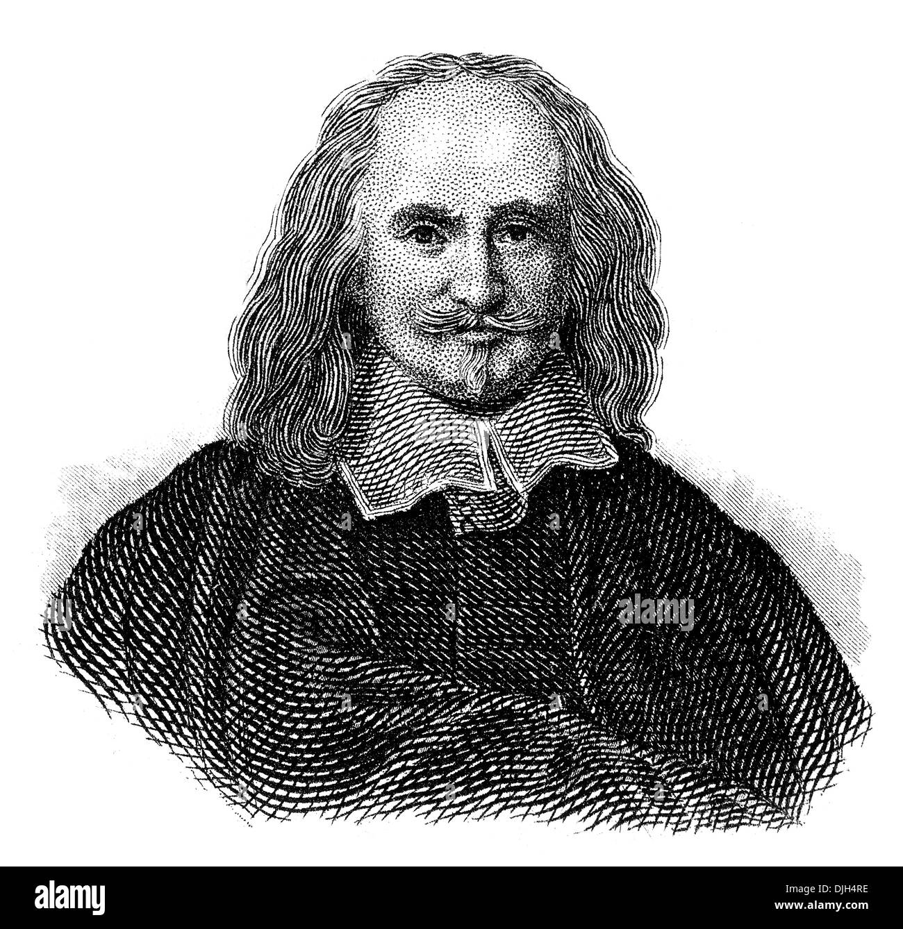 Portrait de Thomas Hobbes de Malmesbury ou Thomas Hobbs de Malmsbury, 1588 - 1679, un philosophe anglais Banque D'Images