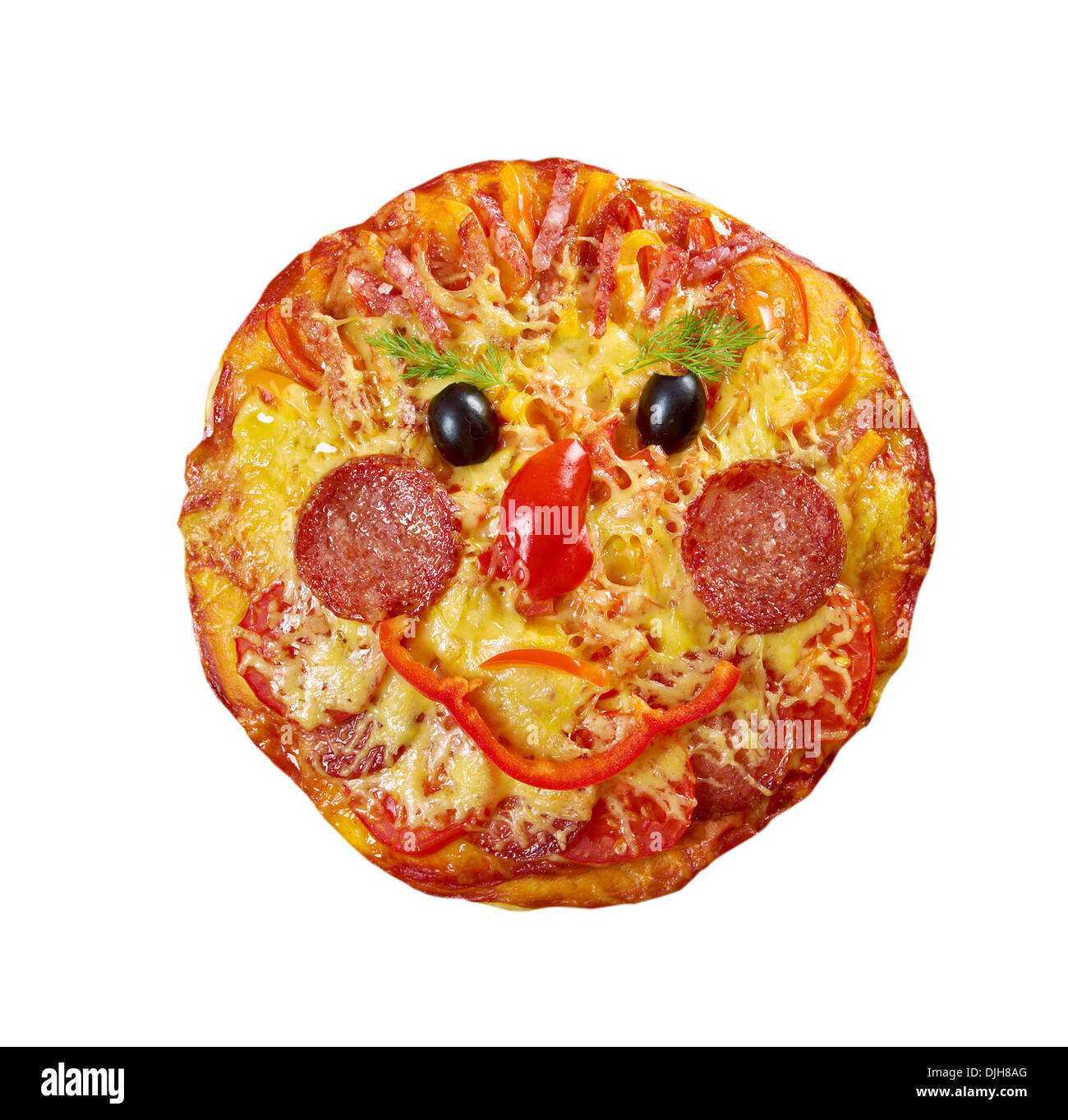 Smiley Face Pizza.menu bébé.isolé Banque D'Images