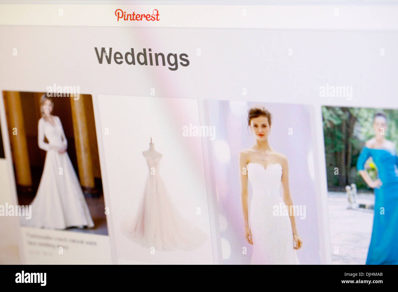 Pinterest. L'utilisation de pinterest sur un PC pour naviguer sur des idées de mariage et d'inspiration Banque D'Images