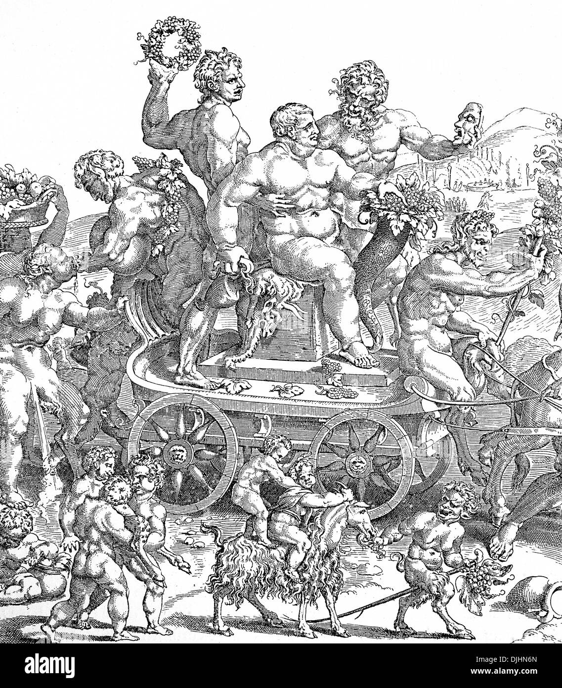 Le cortège de Bacchus, Italien gravure sur cuivre, 18e siècle Banque D'Images