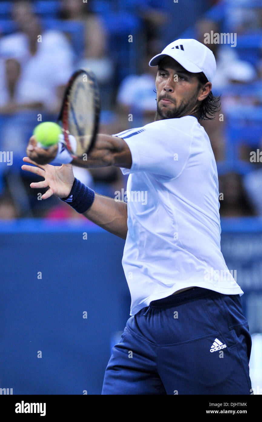 Legg Mason Tennis Classic, parrainé par Geico..Mens des célibataires, .Fernando Verdasco (ESP) rallyes retour après enregistrement d'un point de comparaison dans le second jeu pour gagner le match contre Karol BECK (SVK) (4-6, 7-5, 7-6) (Crédit Image : © Roland Pintilie/global/ZUMApress.com) Southcreek Banque D'Images