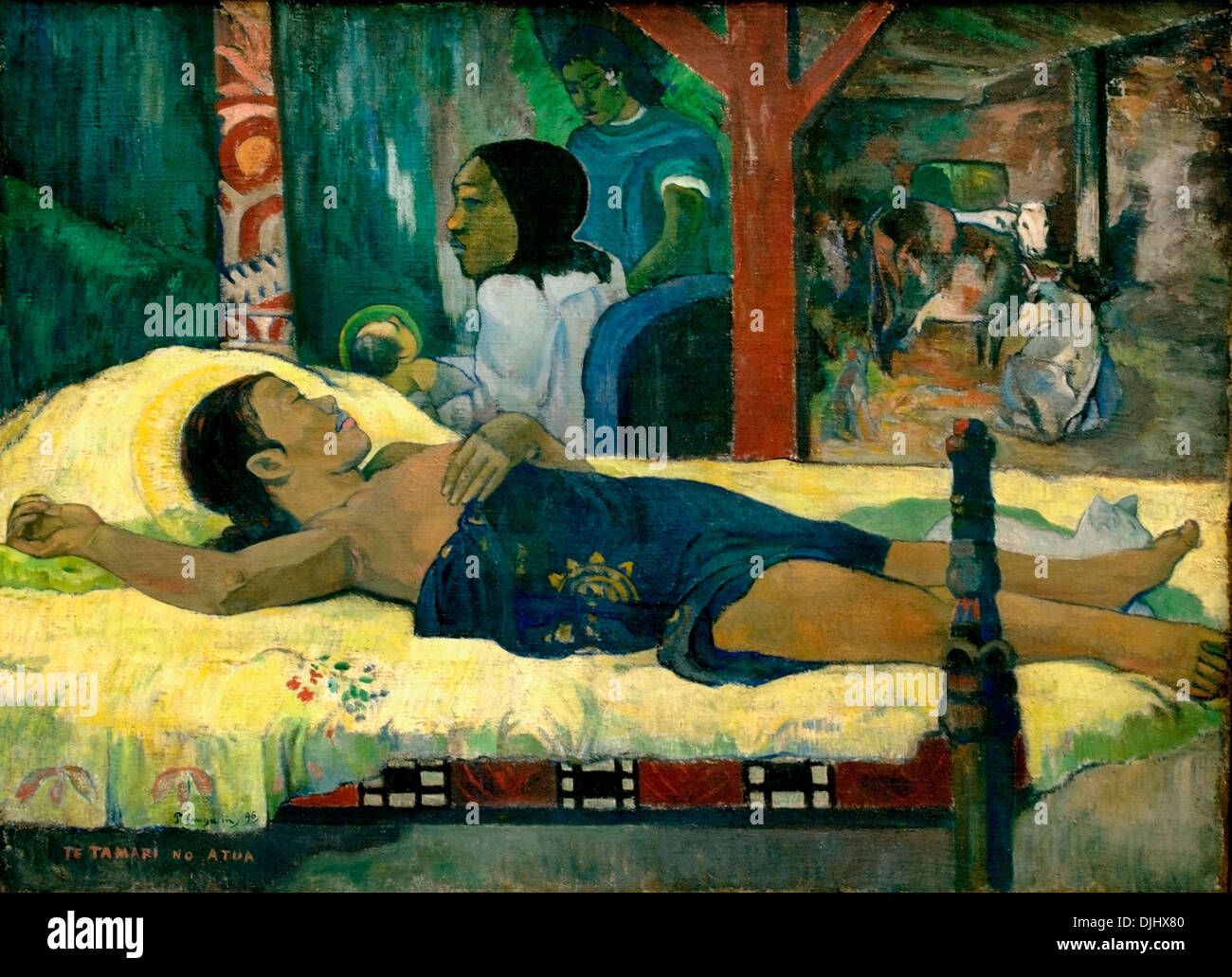 La naissance - PAS DE TAMARI TE ATUA (1896) Paul Gauguin (1848-1903) France Banque D'Images