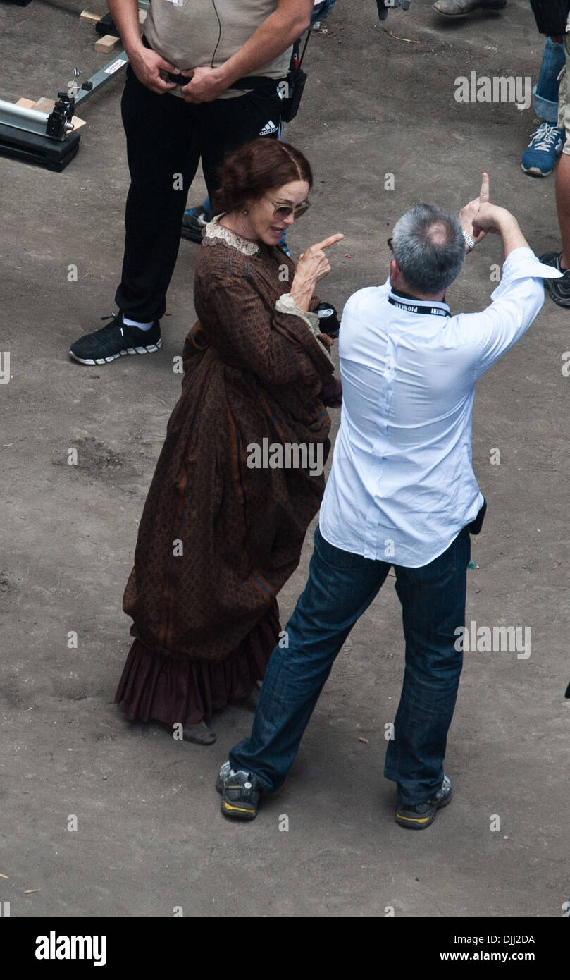 Jessica Lange de prendre des photos personnelles avec ses acteurs Leica sur ensemble de "Thérèse Raquin" de filmer sur place à Budapest Banque D'Images