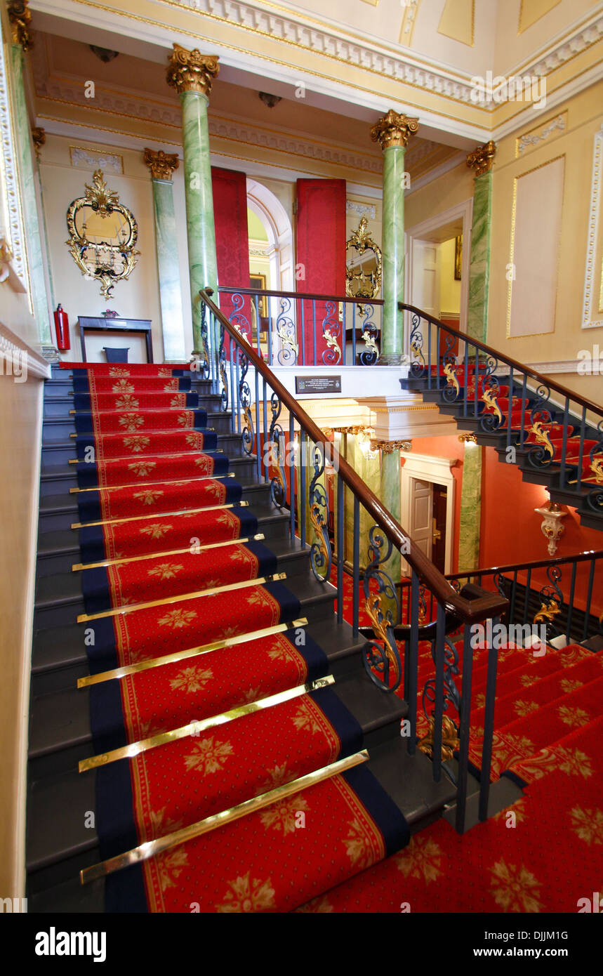 Escalier d'entrée, Doncaster Hôtel particulier, Doncaster, South Yorkshire, Angleterre Banque D'Images
