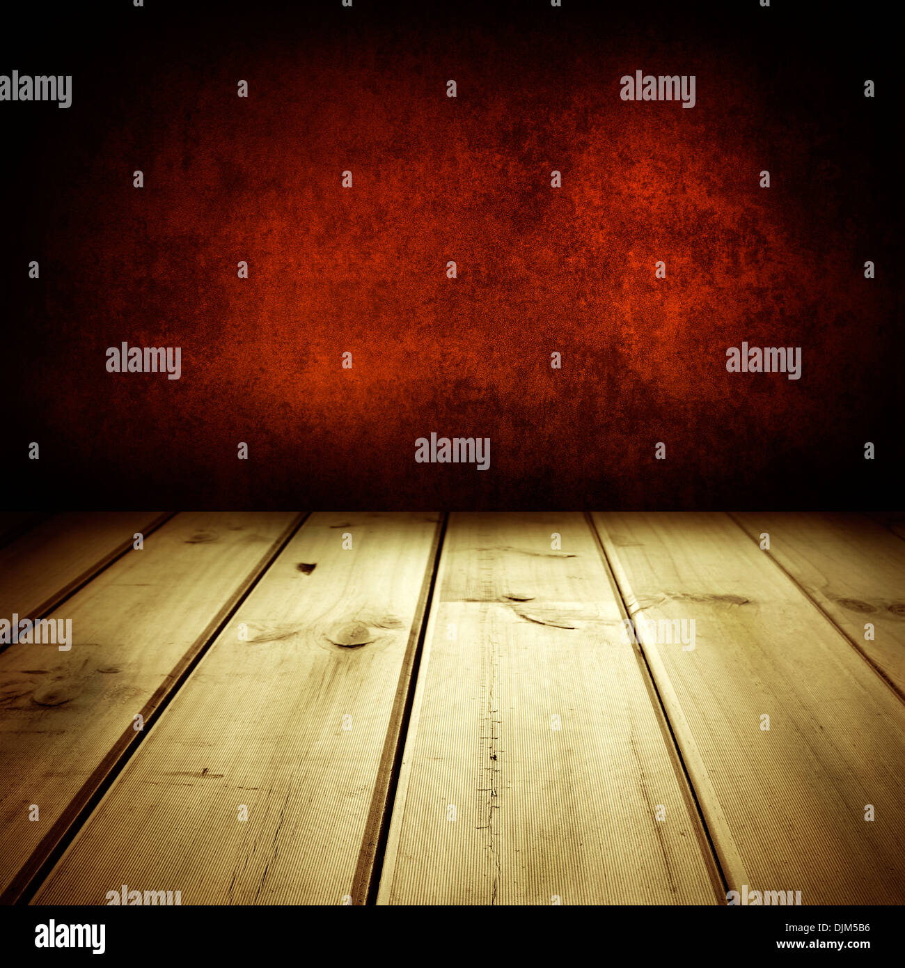 Planchers en bois et mur de béton Banque D'Images