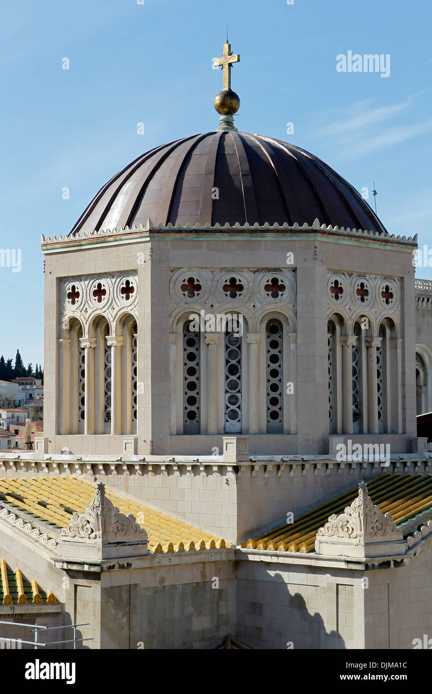La Cathédrale d'Athènes. Le centre historique d'Athènes depuis les toits de l'hôtel. Banque D'Images