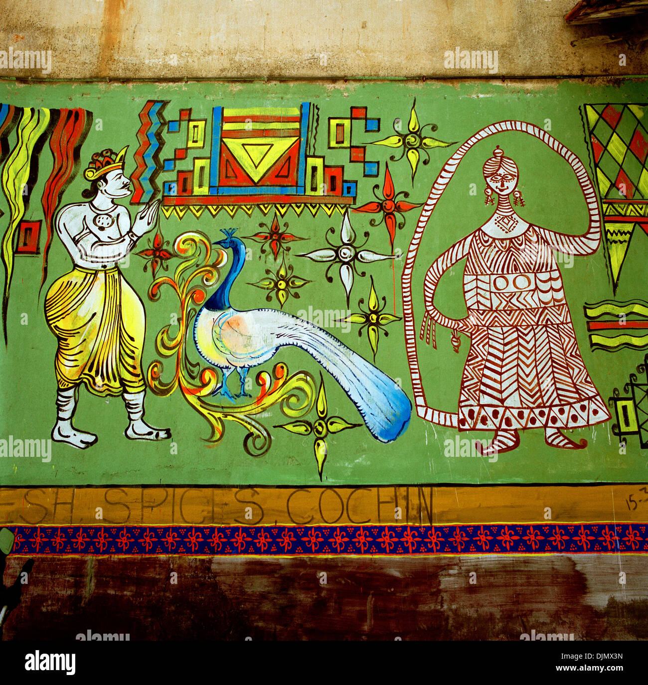 Dans l'art hindou Mattancherry fort Kochi Cochin au Kerala en Inde du Sud en Asie. Symbolisme symbole religieux Religion Histoire Voyage Beauté Mughal Moghal Banque D'Images