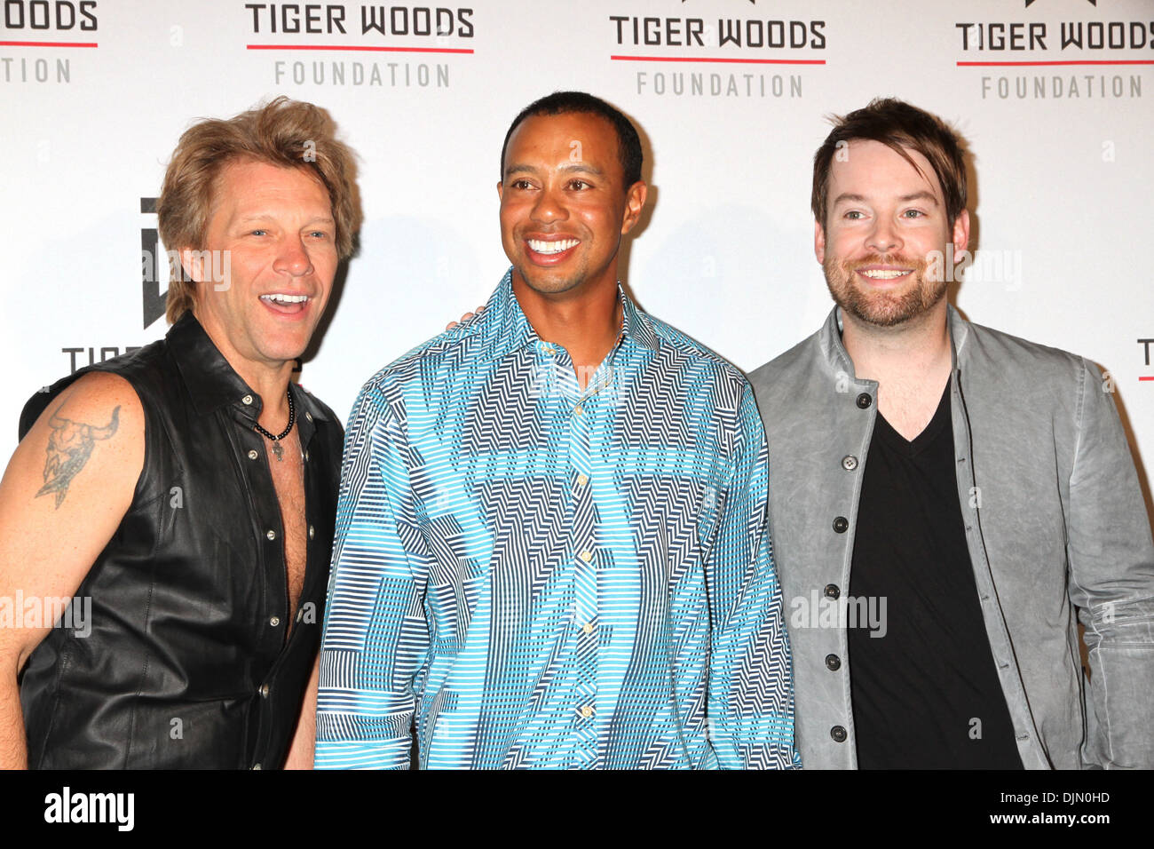 Jon Bon Jovi Tiger Woods David Cook Tiger Jam bénéficiant Tiger Woods Foundation qui a eu lieu au Mandalay Bay Events Center Mandalay Bay Banque D'Images