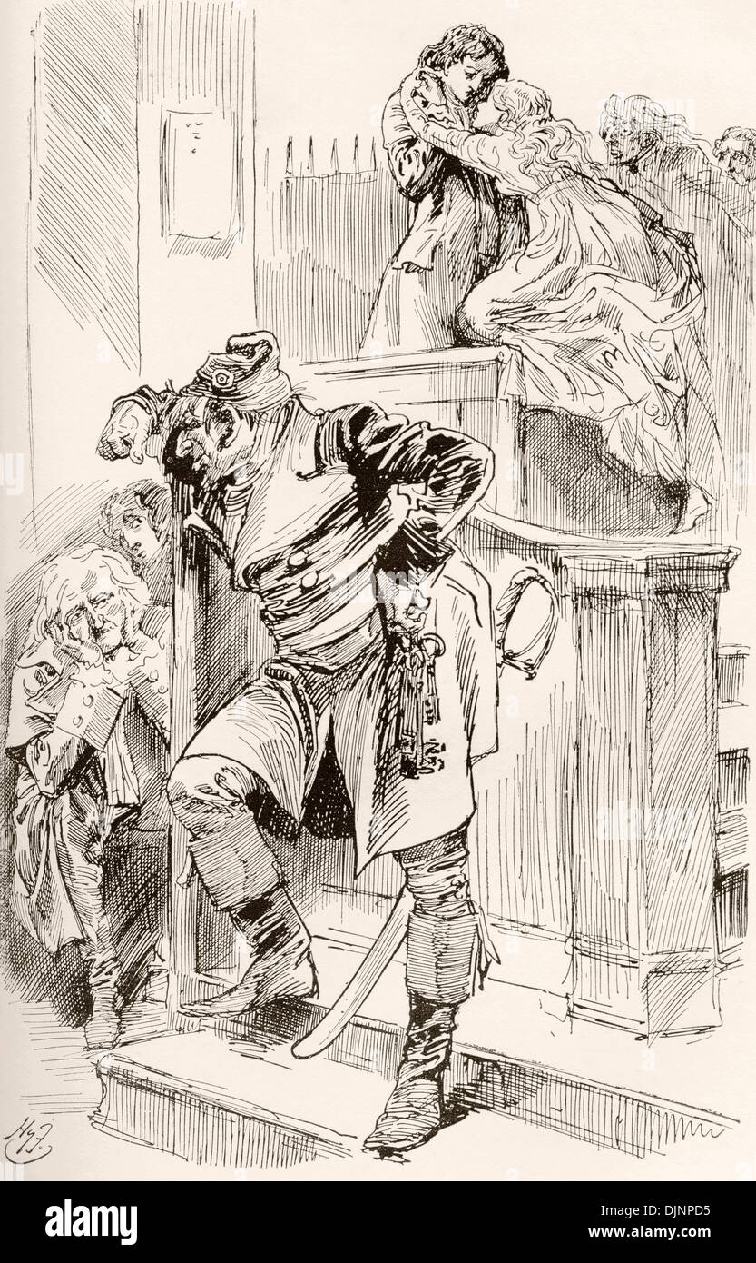 Adieu ! Charles dit adieu à sa femme. Illustration par Harry Furniss pour le roman de Charles Dickens, Un conte de deux villes. Banque D'Images