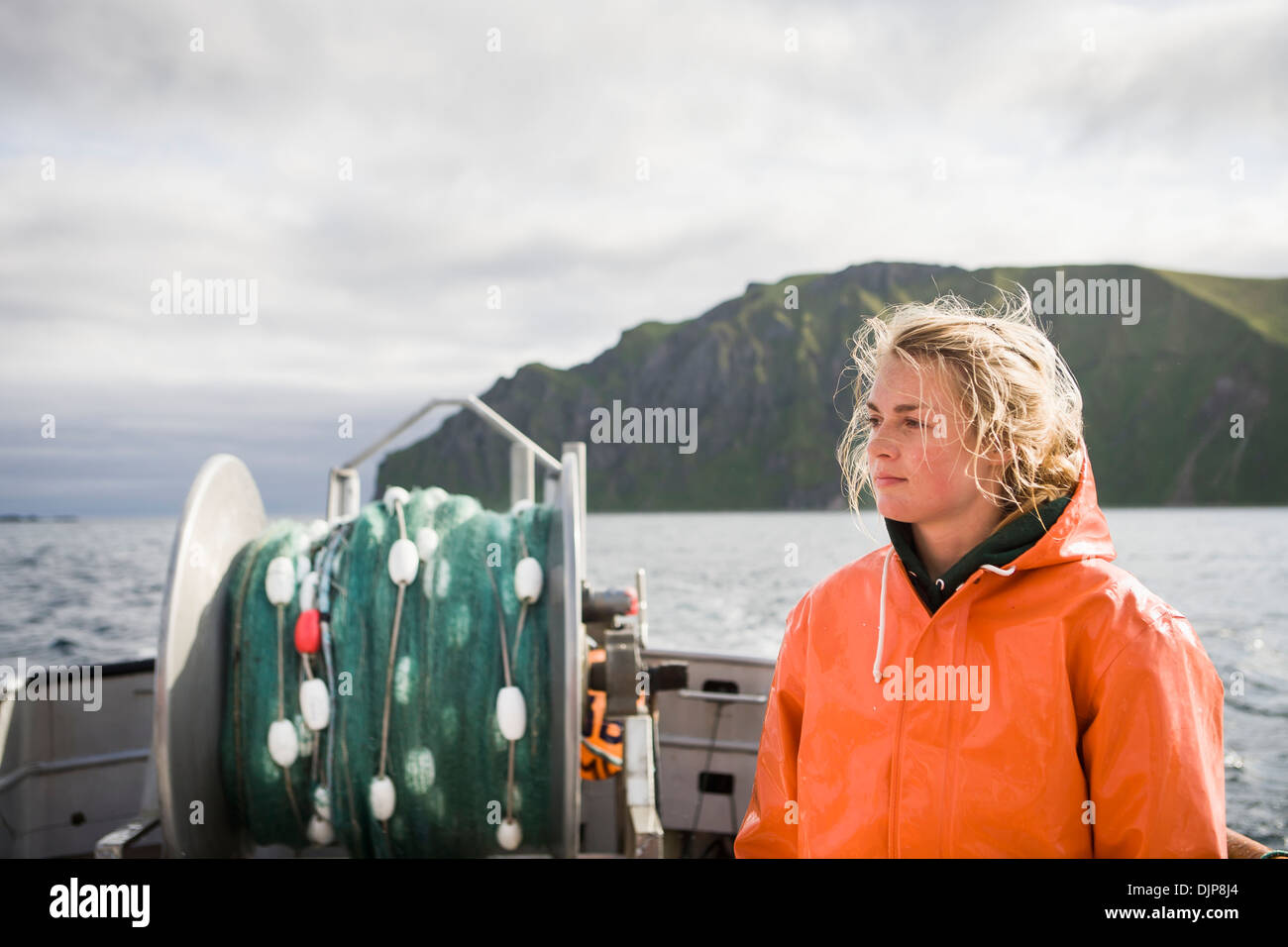 La pêche du saumon en face de l'Île Unimak Cap sur Pankoff dans l'Alaska Department of Fish and Game 'péninsule d'alaska" Banque D'Images