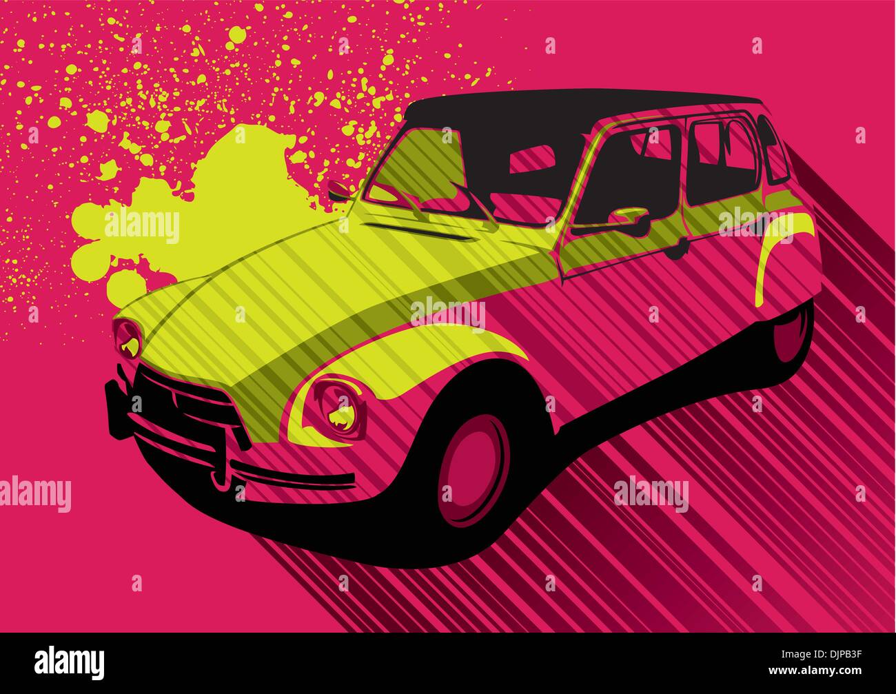 Conçu avec bannière artistique voiture rétro de couleur Illustration de Vecteur