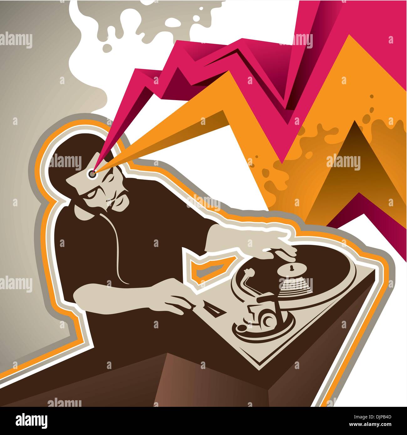 Conçu bannière avec dj figure stylisée Illustration de Vecteur