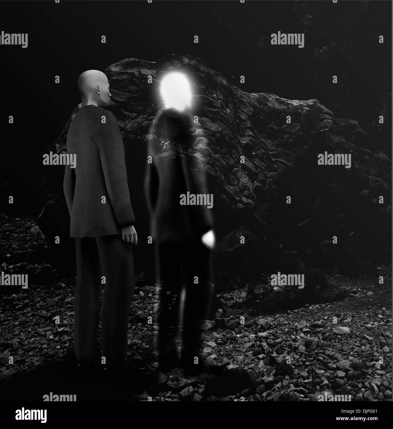 L'homme et son doubleganger Banque D'Images