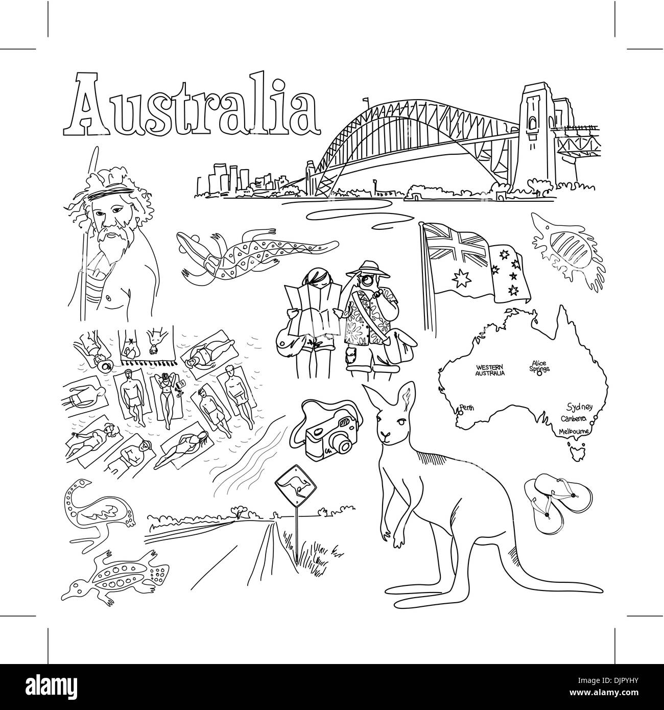 Tourisme en Australie Illustration de Vecteur