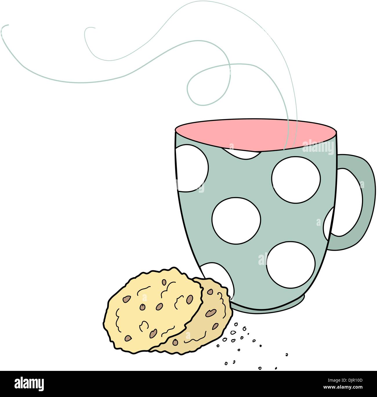 Bonne tasse de thé et un biscuit Illustration de Vecteur