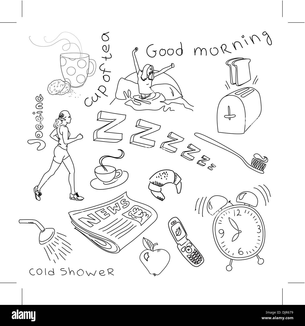 Lundi matin doodles Illustration de Vecteur