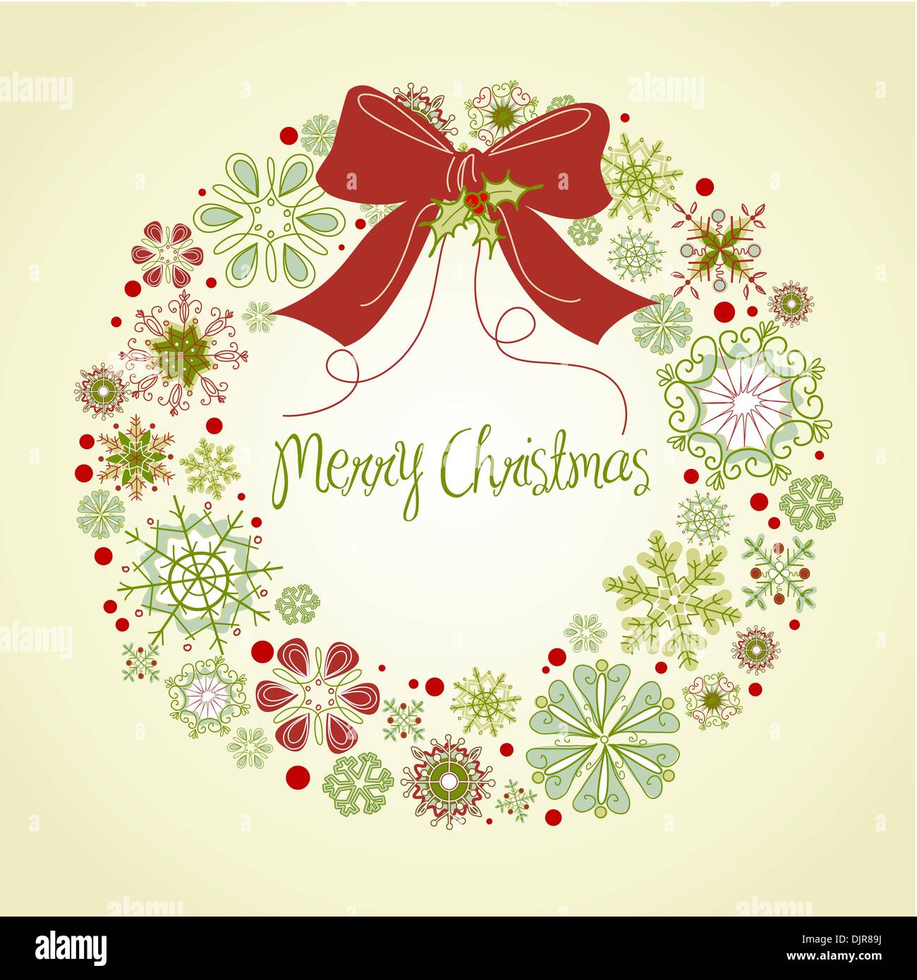 Vintage couronne de Noël faites à partir de flocons Illustration de Vecteur