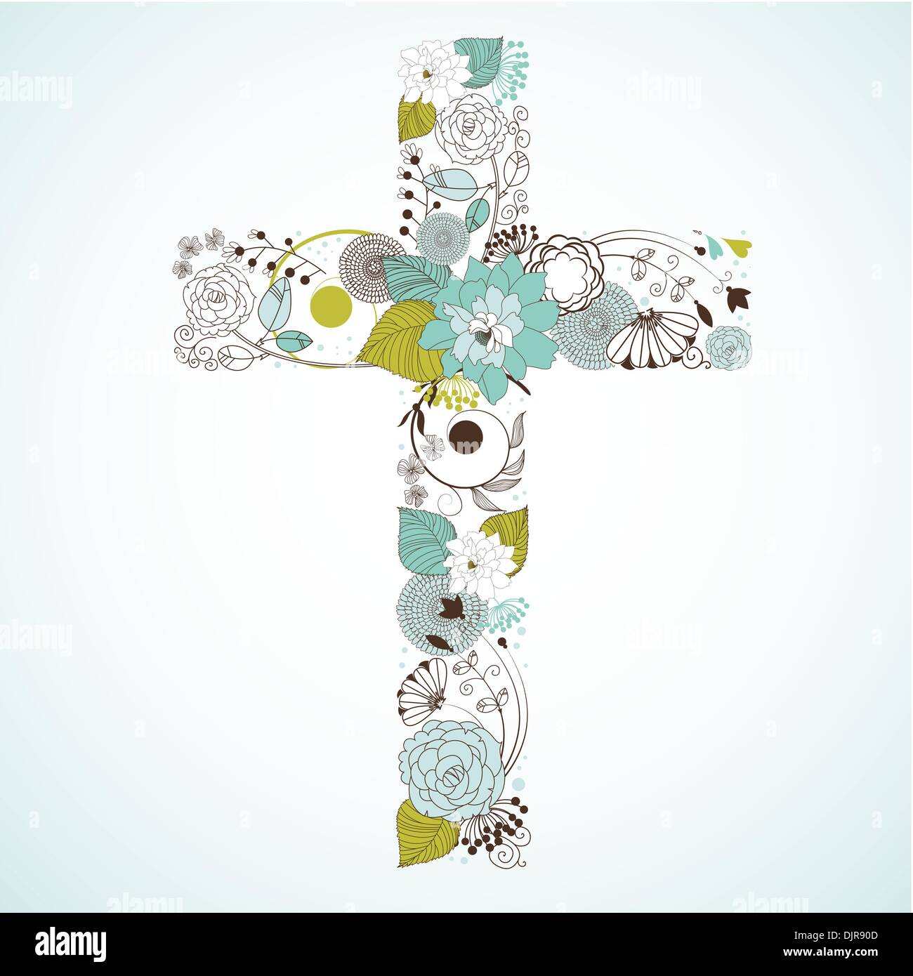 Belle croix faites à partir de fleurs Illustration de Vecteur
