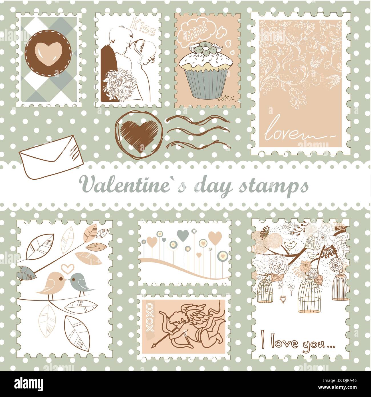 Ensemble de timbres de Saint-Valentin Illustration de Vecteur