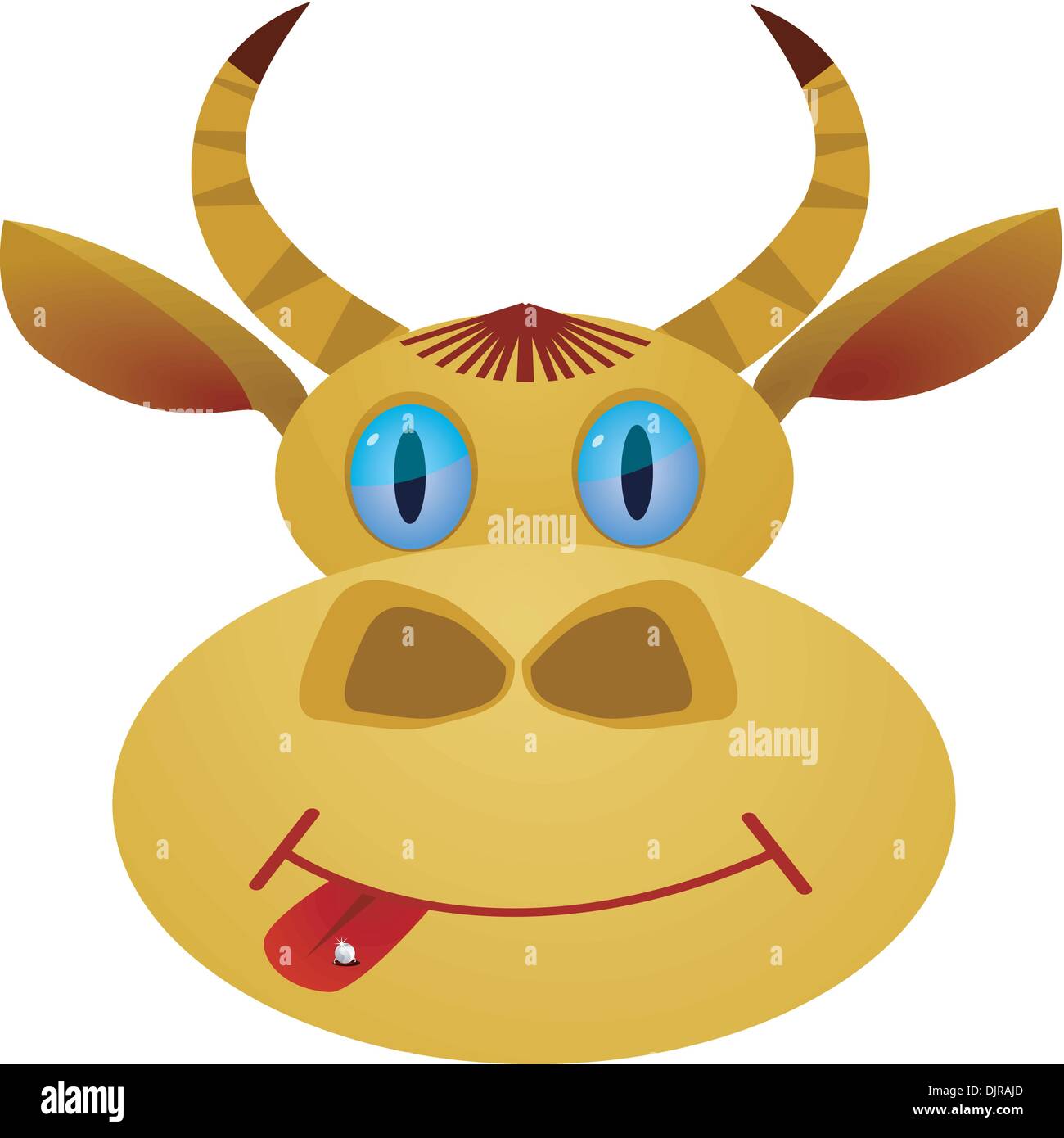 Chef de la vache avec piercing dans la langue Illustration de Vecteur