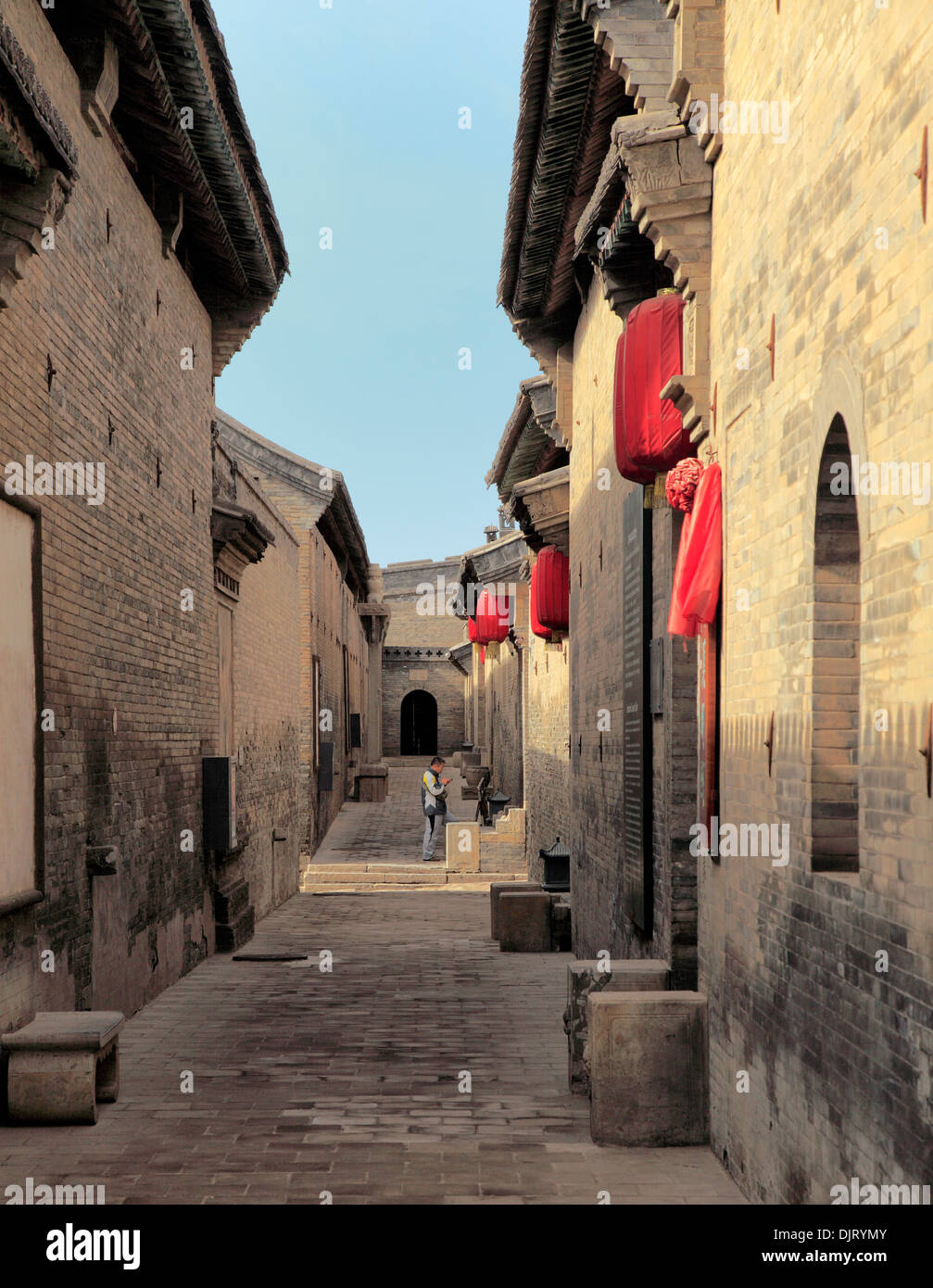 Street dans la vieille ville, Pingyao, Shanxi, Chine Banque D'Images