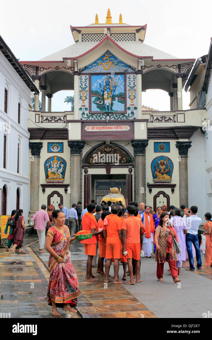 Entrée au temple principal, le temple de Pashupatinath, Katmandou, Népal Banque D'Images