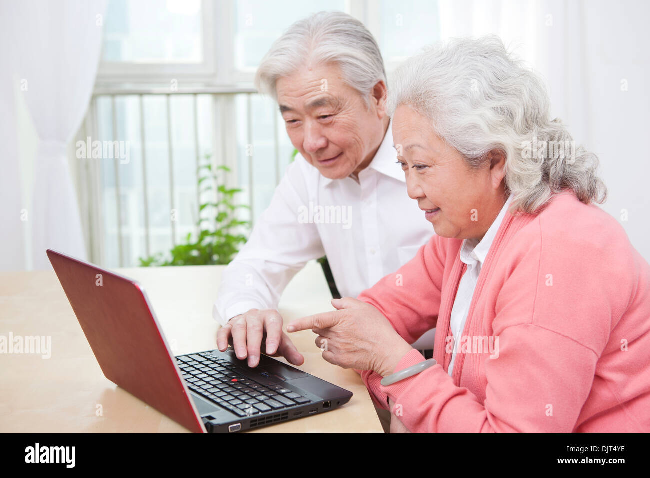Senior couple using laptop Banque D'Images