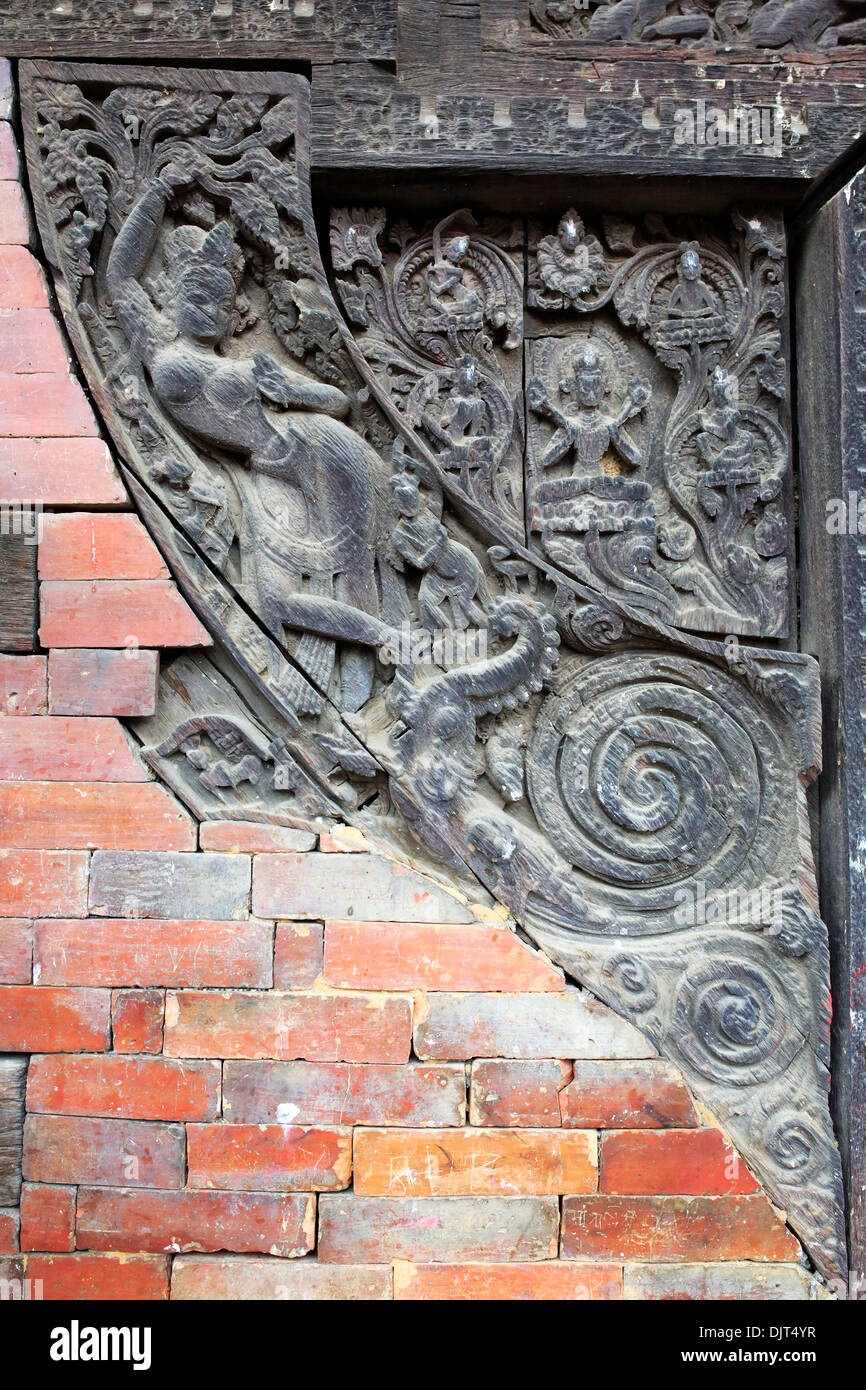 Temple Hindou, Panauti, village près de Bhaktapur, Népal Banque D'Images