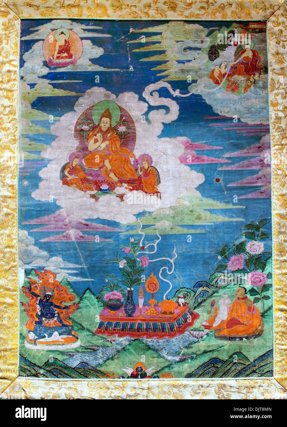 Gandhanra Thangka Tibétain - Arbre refuge de Shakyauni Thangka - Peinture Tantrique Bouddha à